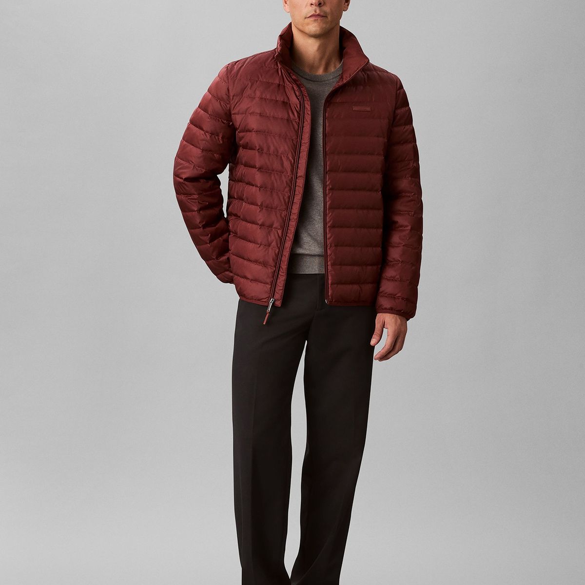 CALVIN KLEIN - Parka Puffer Ligera de Nailon Burdeo Calvin Klein
