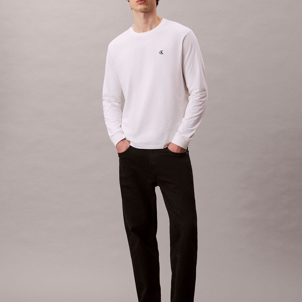 CALVIN KLEIN - Polera con Monograma Blanco Calvin Klein