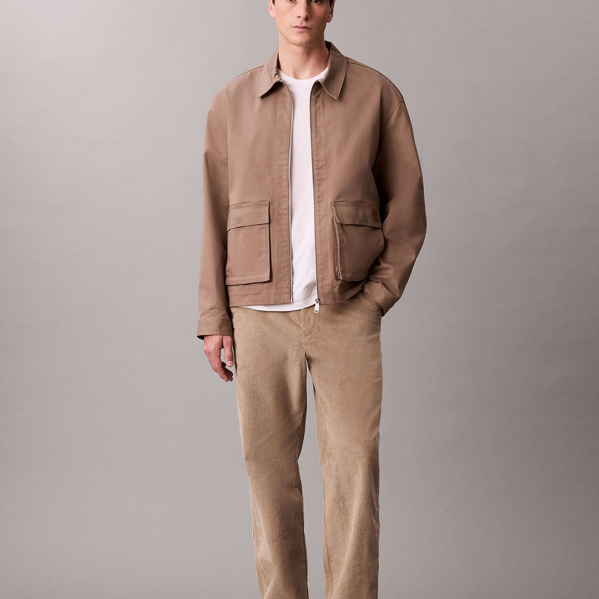 CALVIN KLEIN - Pantalón Recto de Pana Estilo 90S Beige Calvin Klein