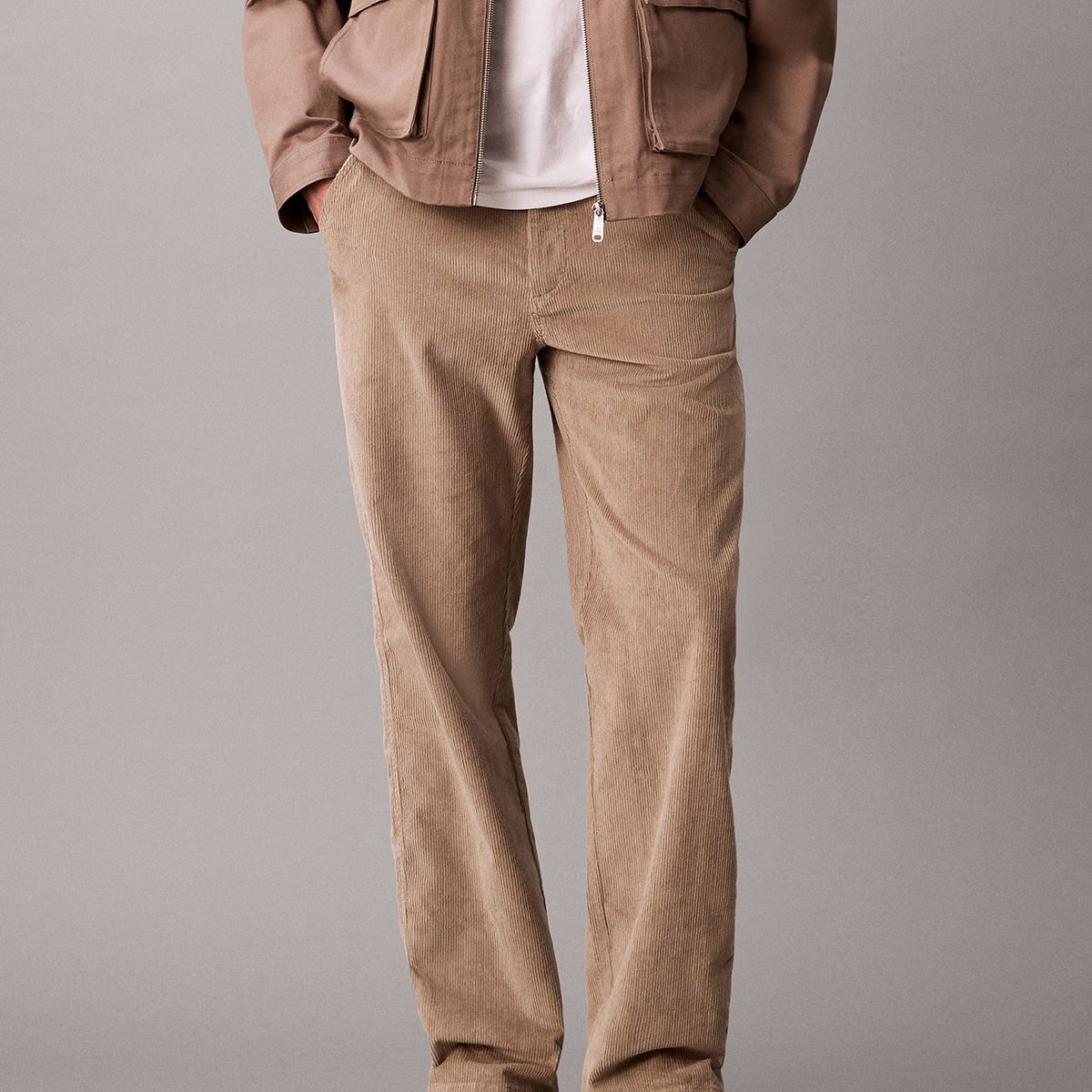 CALVIN KLEIN - Pantalón Recto de Pana Estilo 90S Beige Calvin Klein