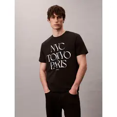 CALVIN KLEIN - Polera con Gráfico Flagship City Negro