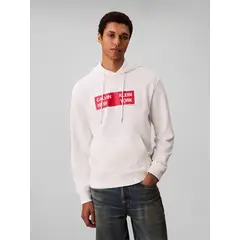 CALVIN KLEIN - Polerón de Tejido Terry con Estampado Box Gráfico Blanco