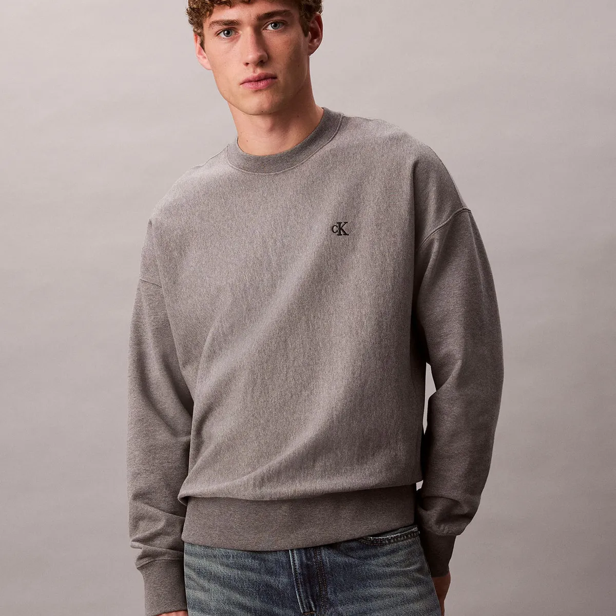 CALVIN KLEIN - Polerón de Felpa de Tejido Premium Gris Calvin Klein