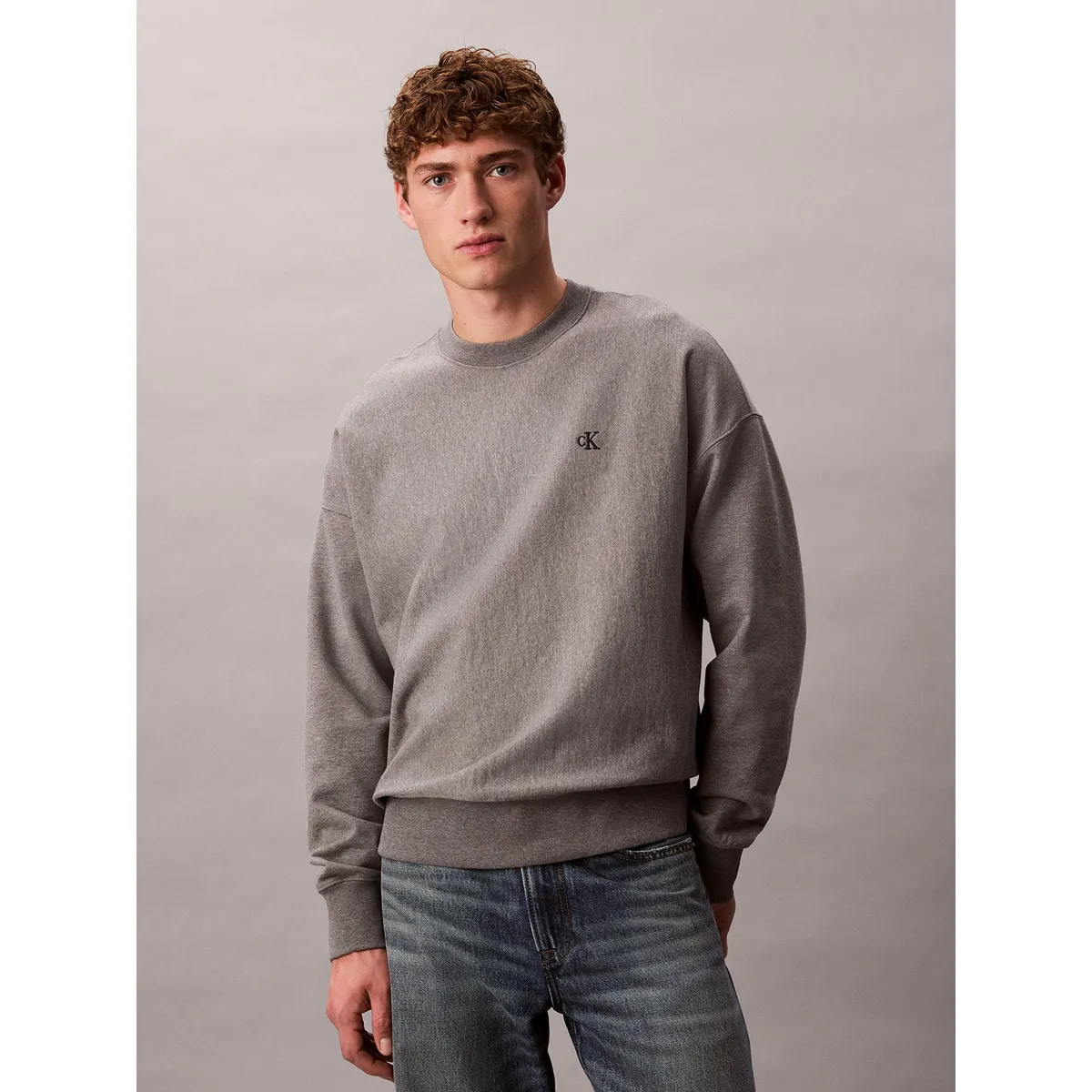CALVIN KLEIN - Polerón de Felpa de Tejido Premium Gris Calvin Klein