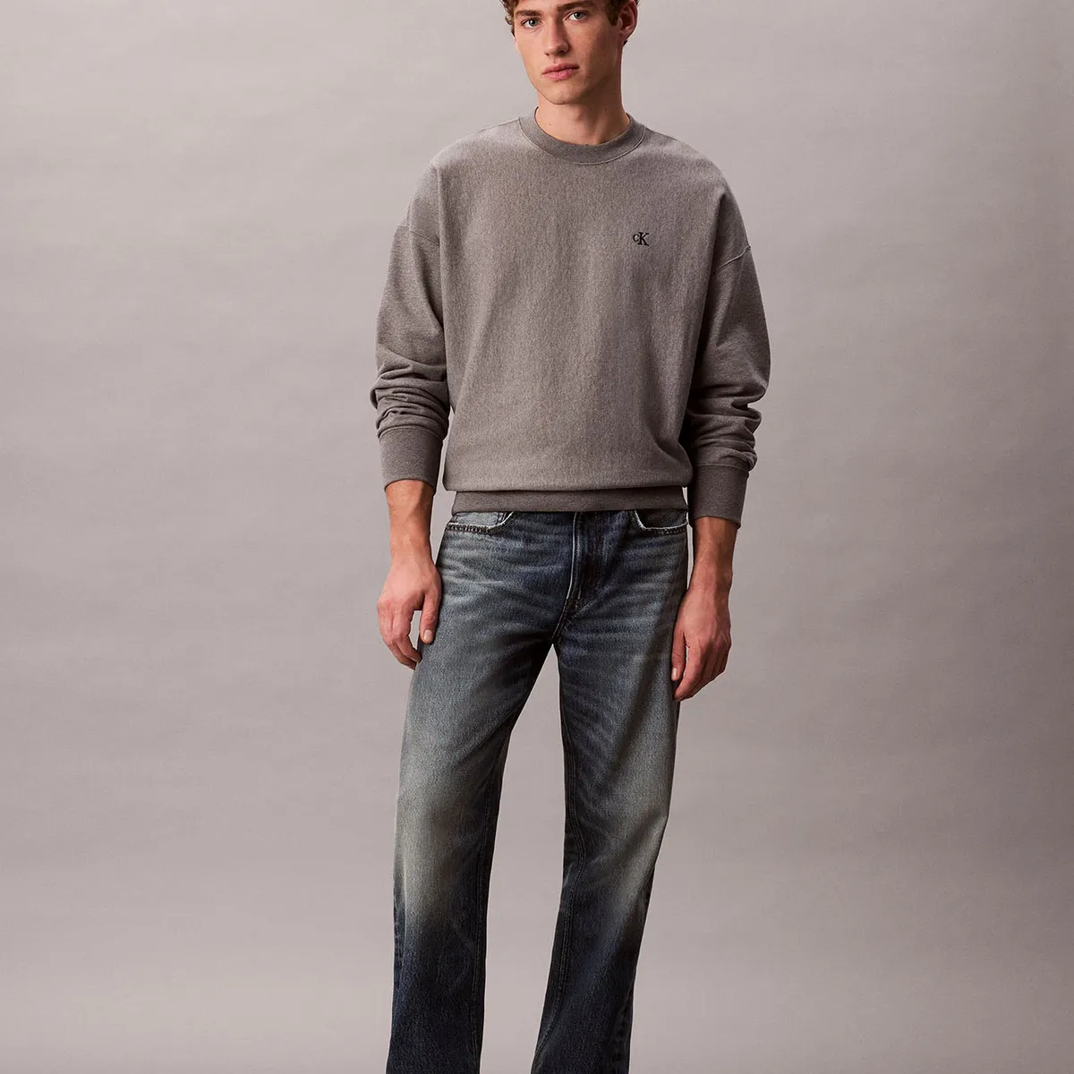 CALVIN KLEIN - Polerón de Felpa de Tejido Premium Gris Calvin Klein