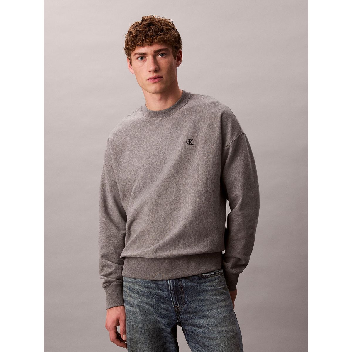 CALVIN KLEIN - Polerón de Felpa de Tejido Premium Gris Calvin Klein