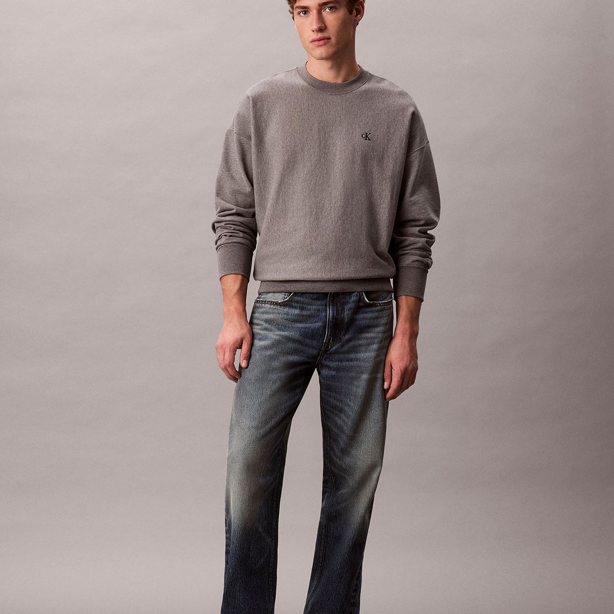 CALVIN KLEIN - Polerón de Felpa de Tejido Premium Gris Calvin Klein