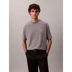 CALVIN KLEIN - Polera con Parche de Emblema CK Gris