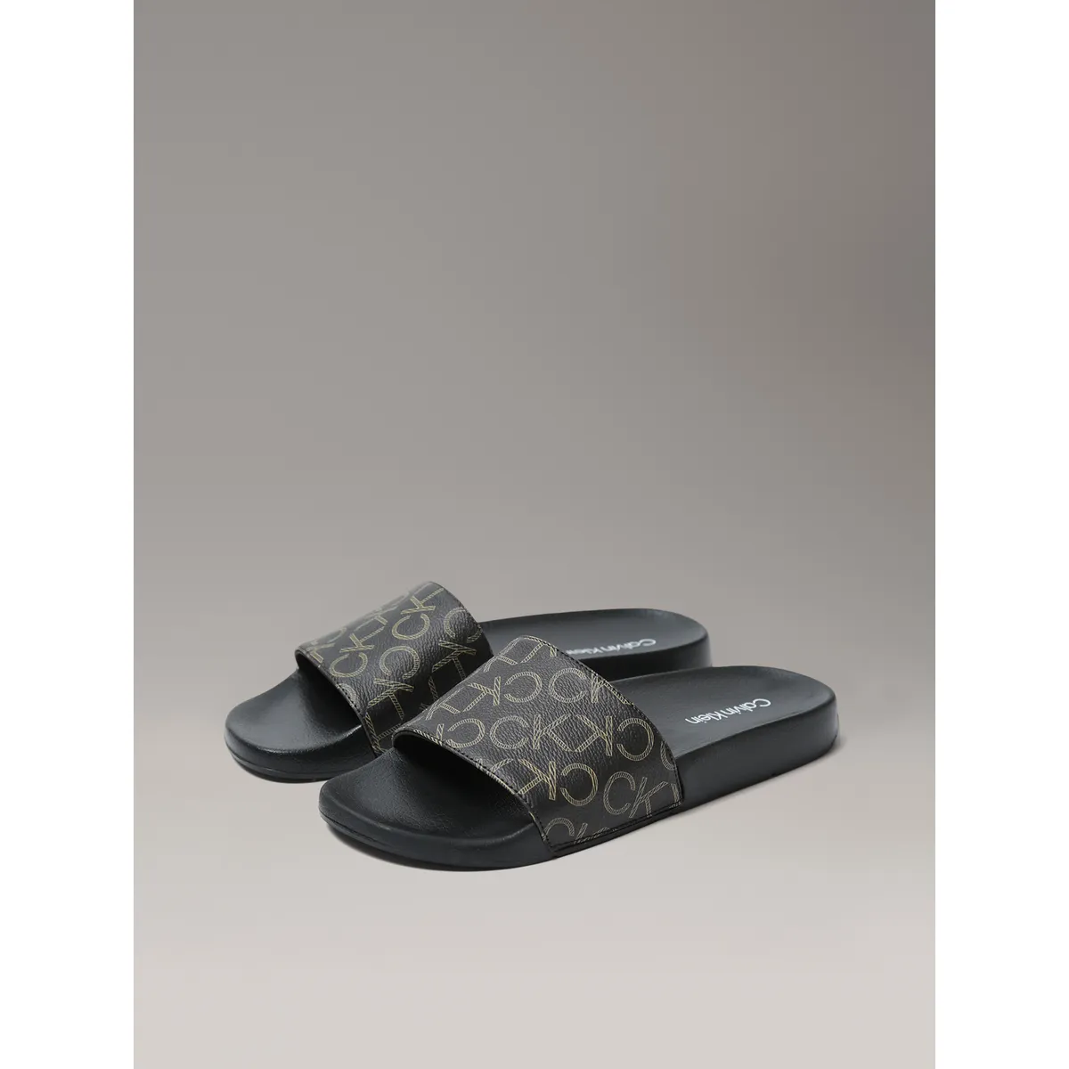 CALVIN KLEIN - Sandalias con Estampado de Monograma Negro Calvin Klein