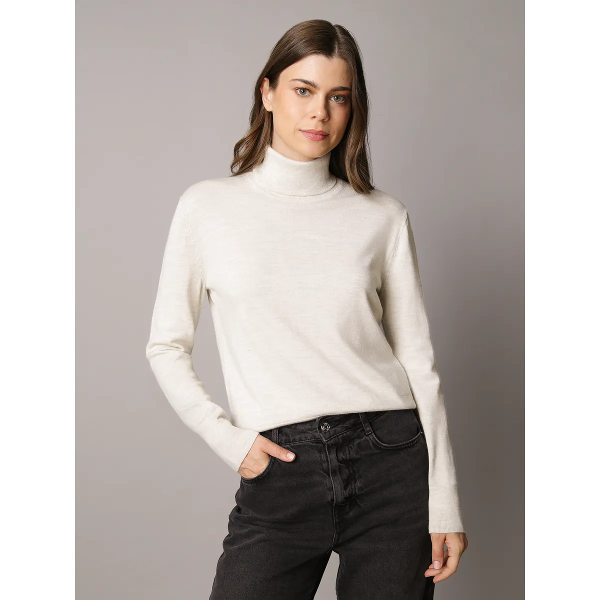 CALVIN KLEIN - Sweater De Cuello Alto De Lana Merino