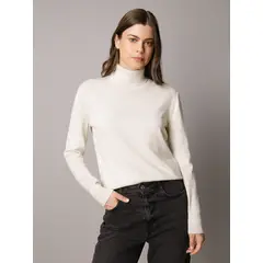 CALVIN KLEIN - Sweater De Cuello Alto De Lana Merino Beige