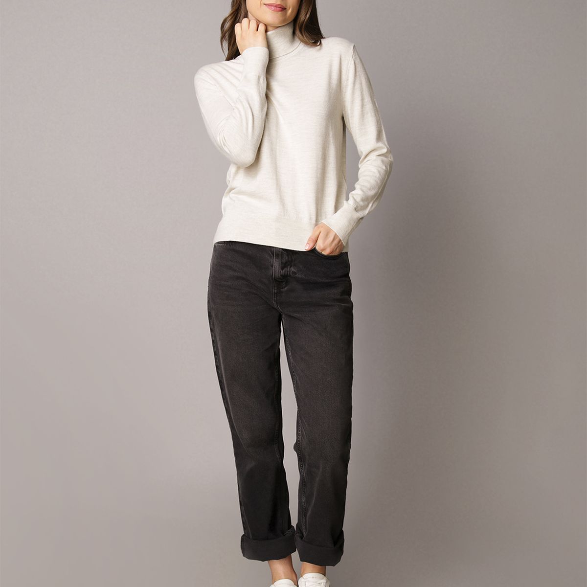 CALVIN KLEIN - Sweater De Cuello Alto De Lana Merino Beige Calvin Klein