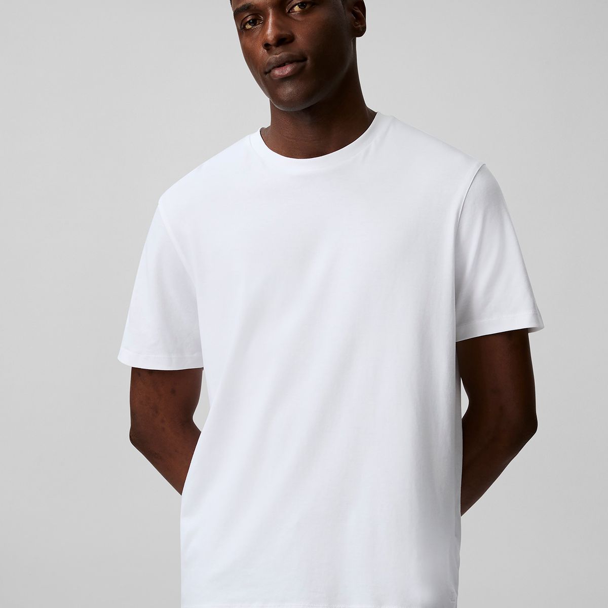 CALVIN KLEIN - Polera de Algodón Supima de Cuello Redondo Blanco Calvin Klein