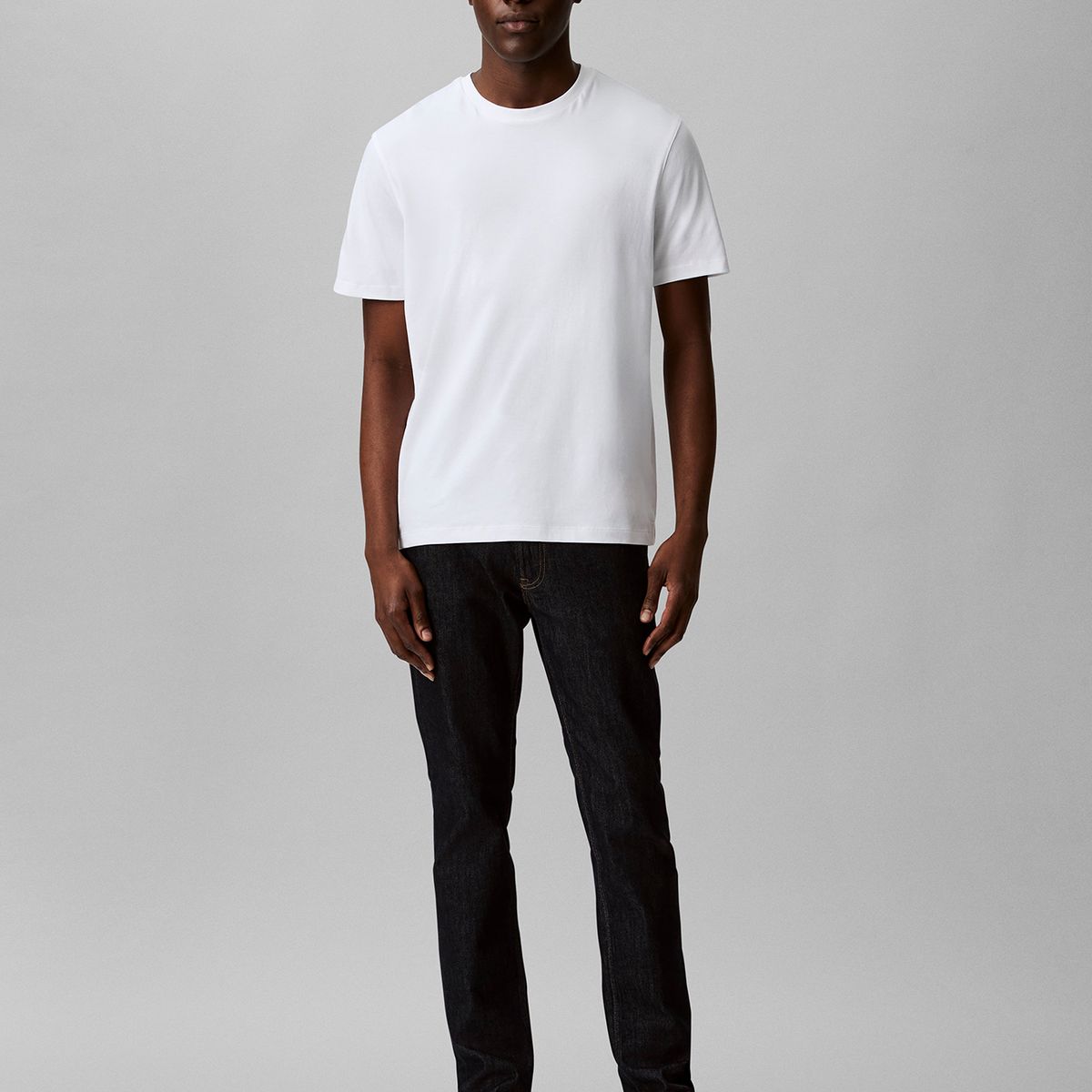 CALVIN KLEIN - Polera de Algodón Supima de Cuello Redondo Blanco Calvin Klein