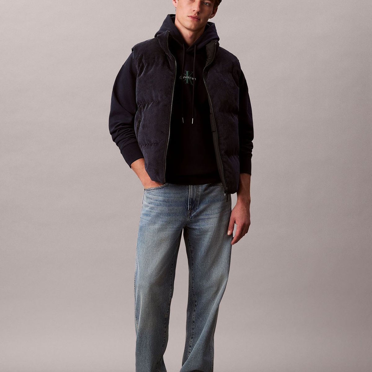 CALVIN KLEIN - Polerón con Gorro y Tejido Felpa Azul Calvin Klein