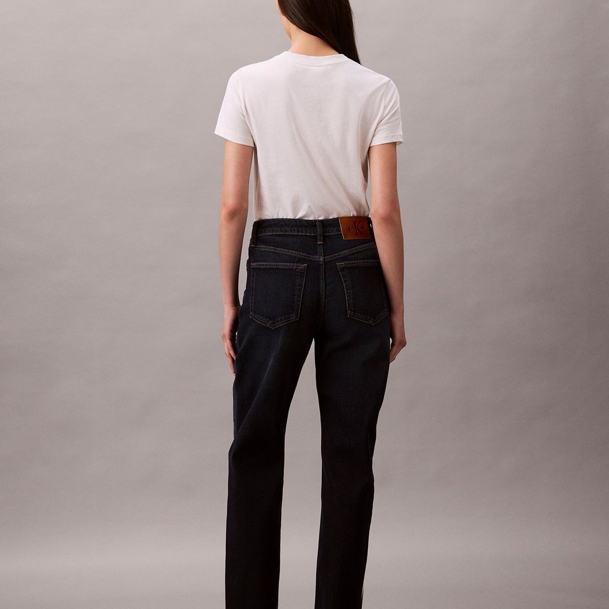 CALVIN KLEIN - Jeans Rectos de Talle Alto en Tono Oxbow Azul Calvin Klein