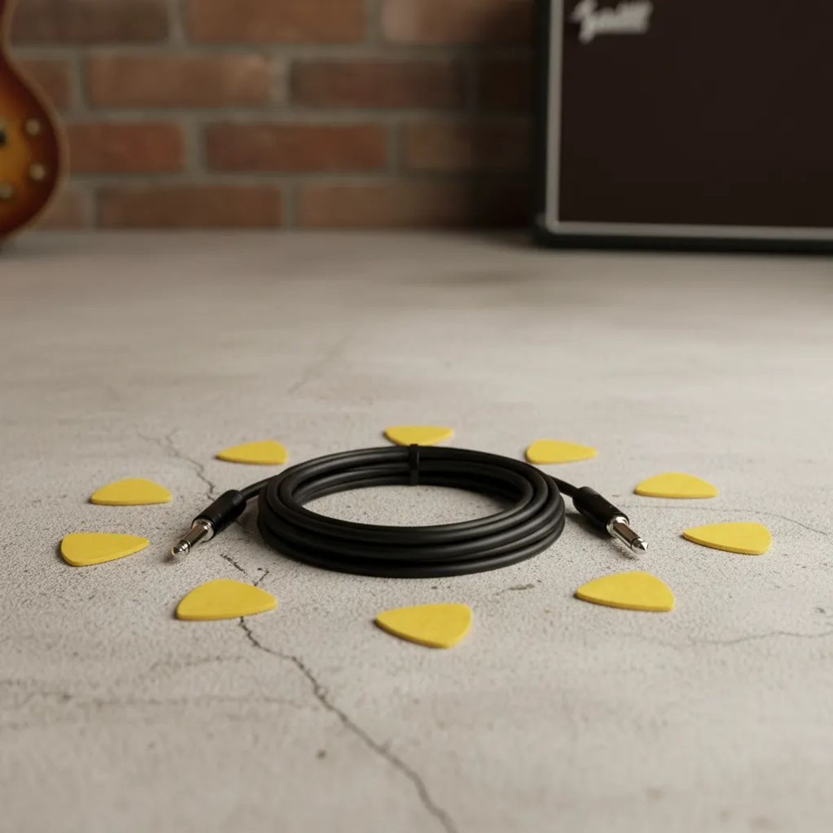 EPIC - Pack 12 Uñetas Fieltro + Cable Guitarra 5m Alta Calidad