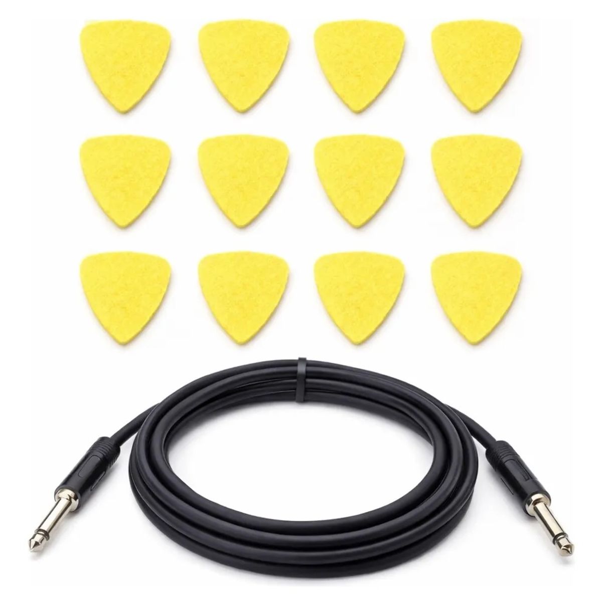 EPIC - Pack 12 Uñetas Fieltro + Cable Guitarra 5m Alta Calidad