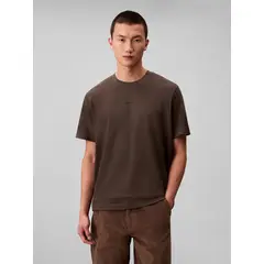 CALVIN KLEIN - Polera Stretch con Nano Logo Cafe