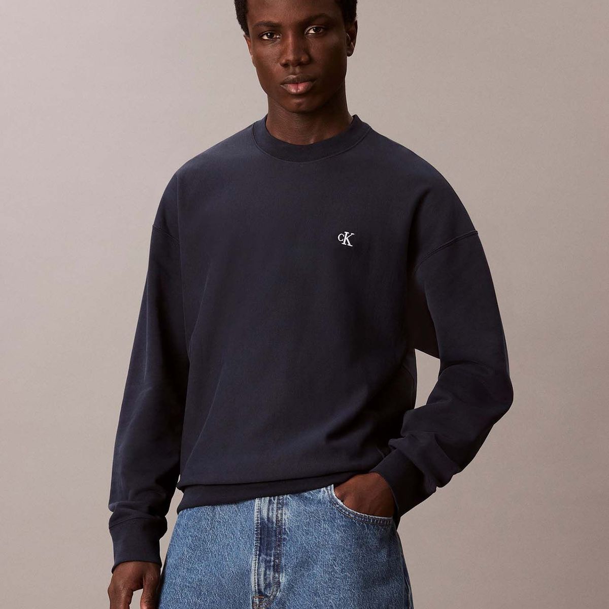 CALVIN KLEIN - Polerón de Felpa de Tejido Premium Azul Calvin Klein