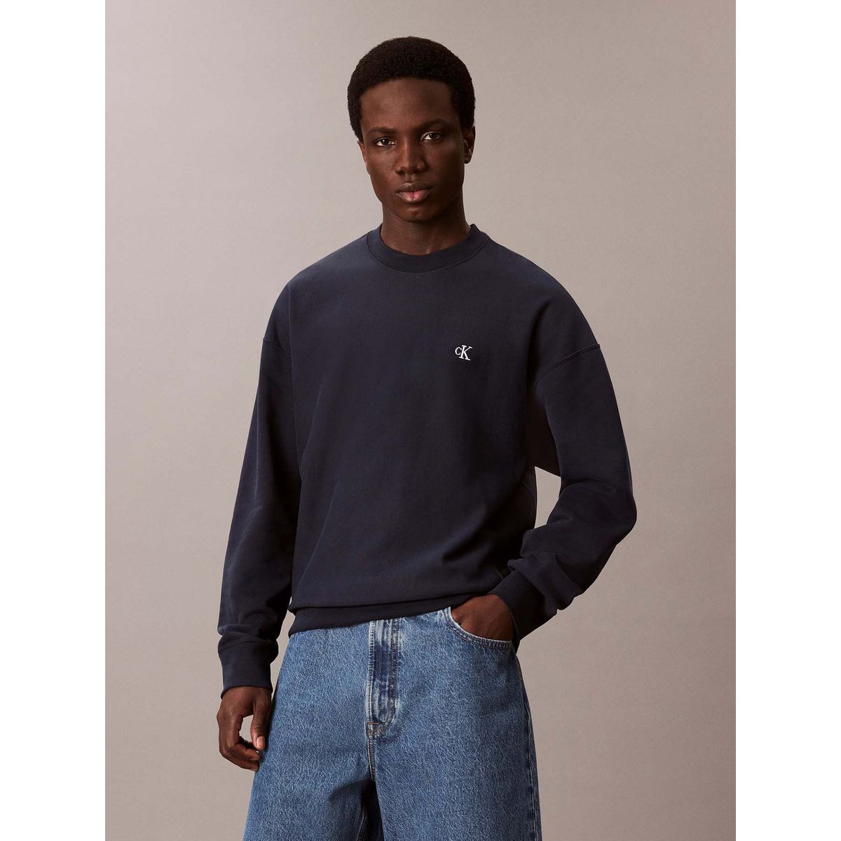 CALVIN KLEIN - Polerón de Felpa de Tejido Premium Azul Calvin Klein