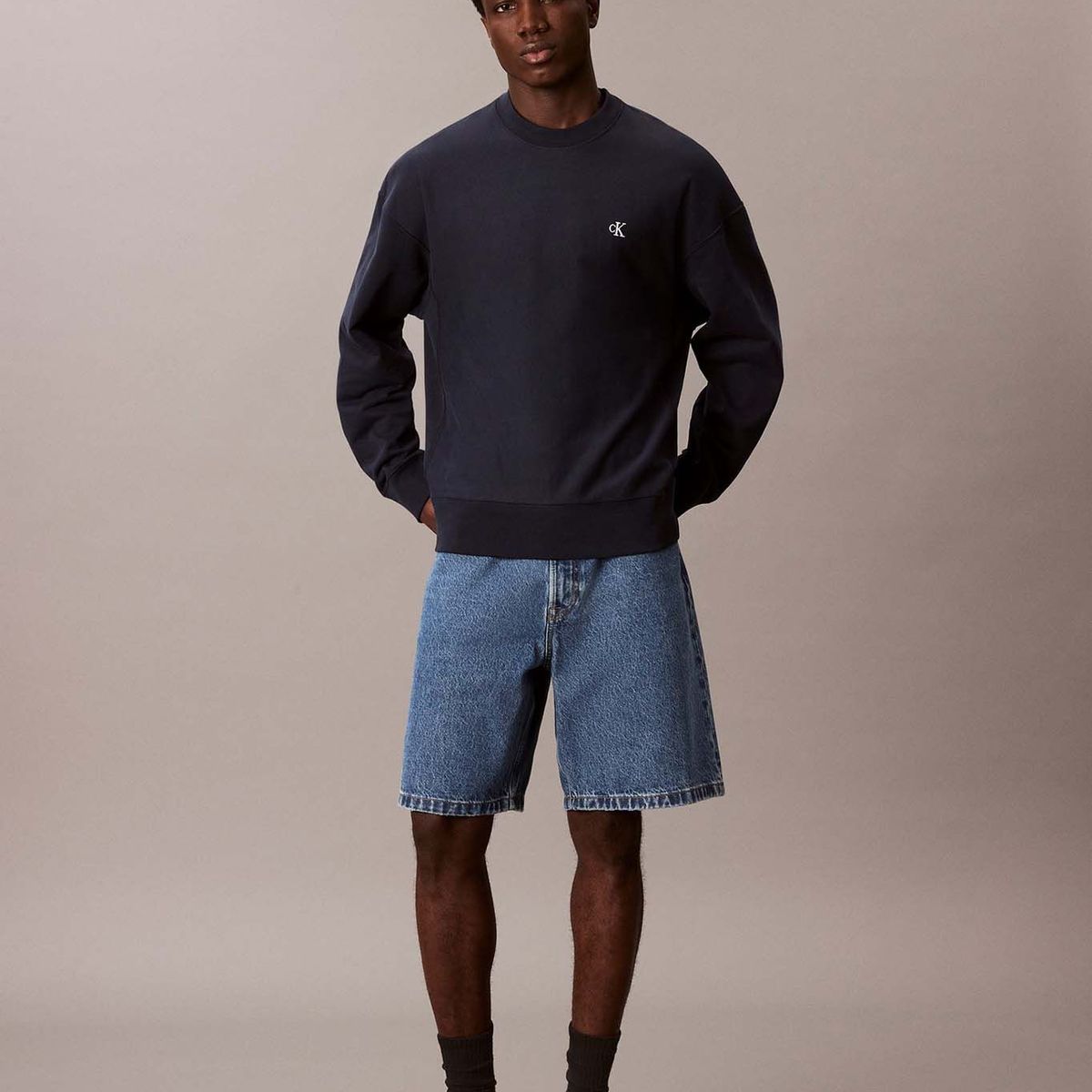 CALVIN KLEIN - Polerón de Felpa de Tejido Premium Azul Calvin Klein