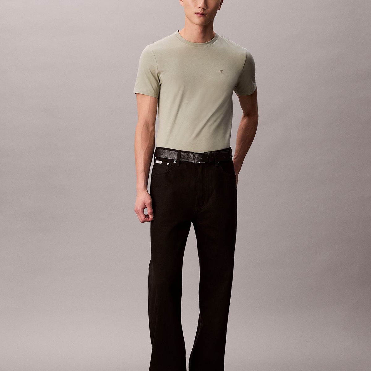 CALVIN KLEIN - Polera Slim de Manga Corta Verde Calvin Klein