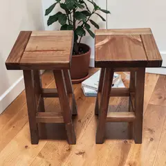 GENERICO - 4 Unidades Taburete O Piso Madera sin Respaldo Bar O Cocina Modelo Wemul