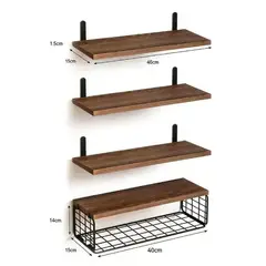 RIOVEO - Repisas Estantes Flotantes De Madera Modernas 40 Cm Marrón