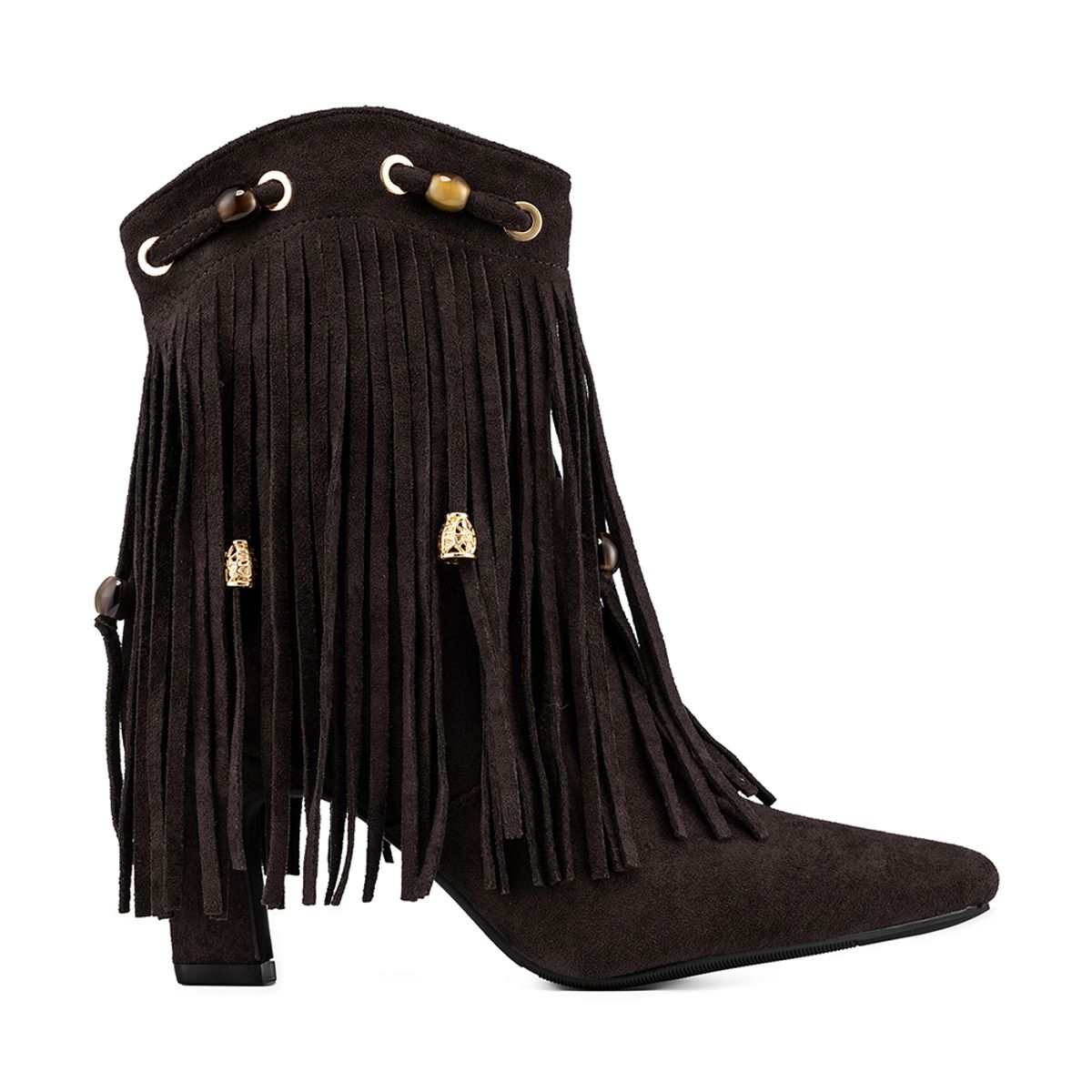 WEIDE - Bota Taco Mujer Casual Estilo Vaquero Flecos Weide DH90