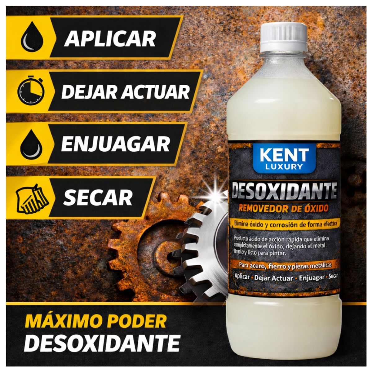 DESOXIDANTE - REMOVEDOR DE OXIDO - BOTELLA LITRO, marca KENT - Foto 2