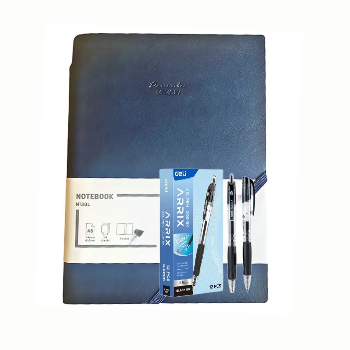 DELI - Pack 12 Lápices y Libreta Azul Anotaciones Personal Agenda Notas