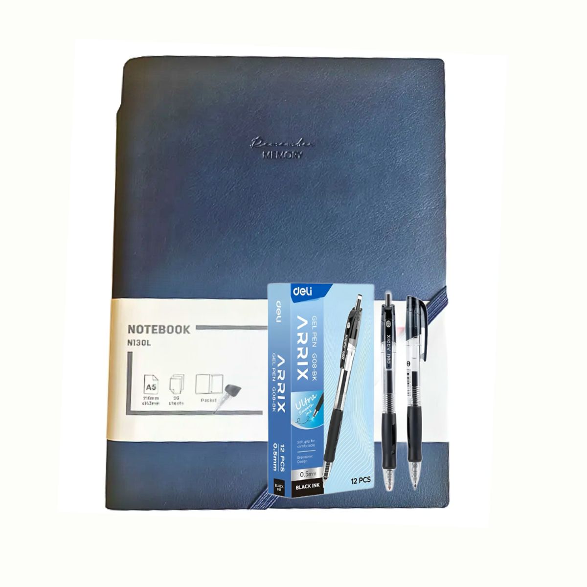 DELI - Pack 12 Lápices y Libreta Azul Anotaciones Personal Agenda Notas