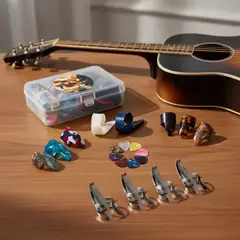 EPIC - Set Uñetas Metálicas Sunlp Con Estuche (12 Piezas) Gris Mediano