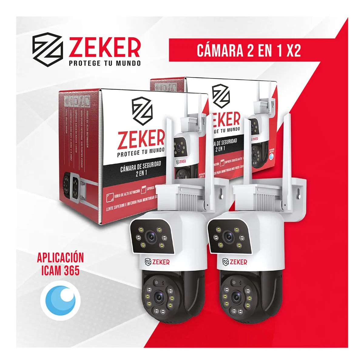 GENERICO - Pack X2 Cámara De Seguridad 5g Zeker Doble 4mp Impermeable Color Blanco
