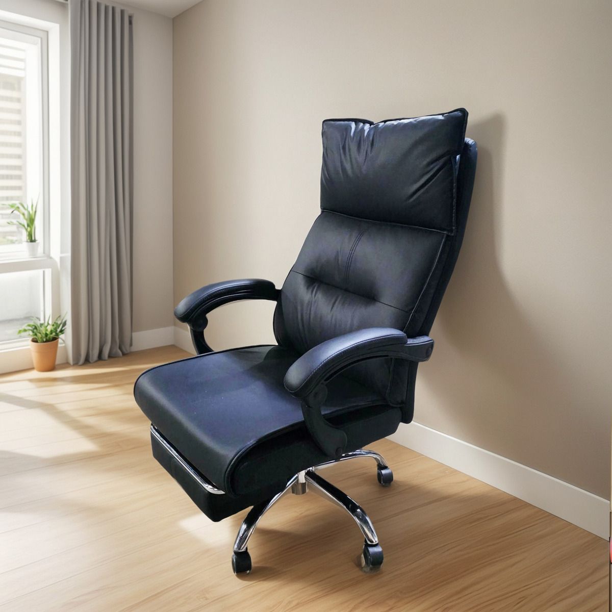 GENERICO - Silla Escritorio Oficina Ejecutiva Reclinable Reposapies Color Negro Material Del Tapizado Negro