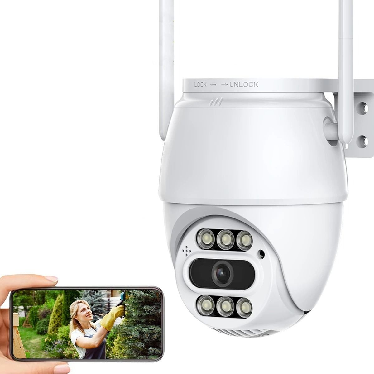 GENERICO - Smart Camara Ip Wifi Alarma Exterior 5mp Anti Agua Ip66 Color Blanco - A16