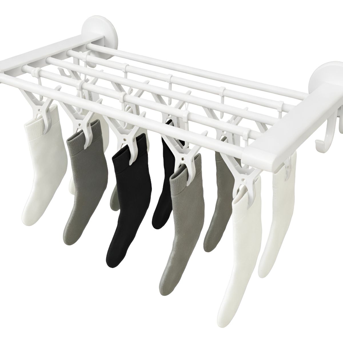 GENERICO - Colgador Calcetín Ropa Interior Con 8 Clips Toallas Pared Color Blanco