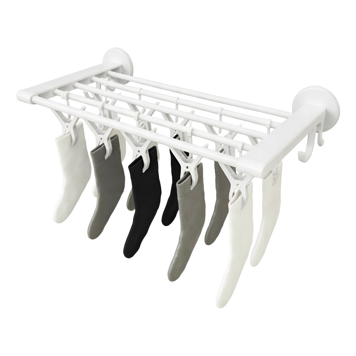 GENERICO - Colgador Calcetín Ropa Interior Con 8 Clips Toallas Pared Color Blanco