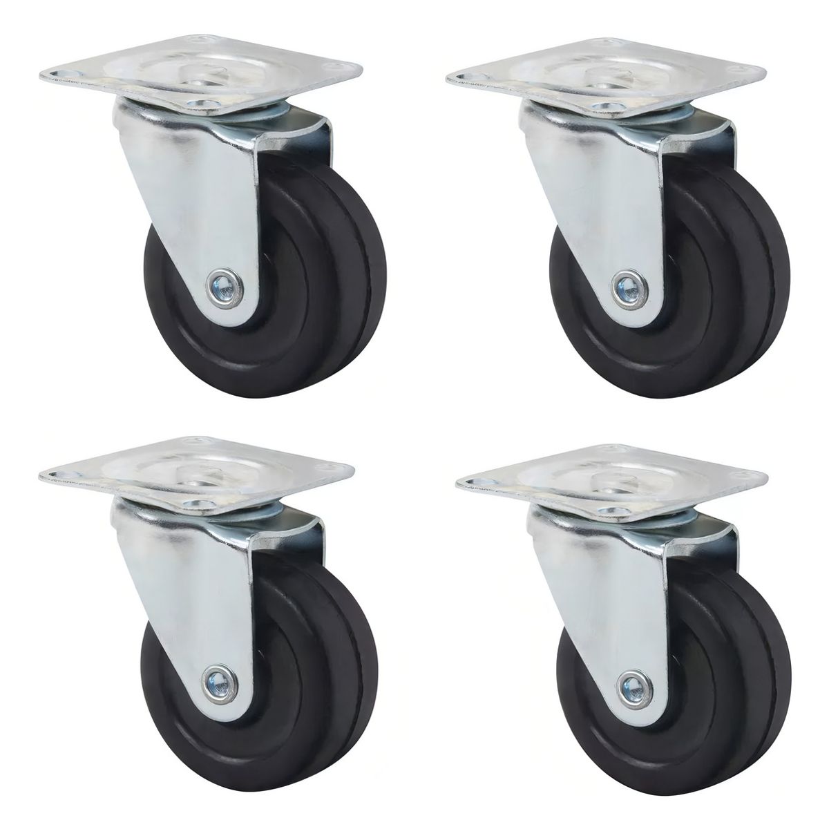 GENERICO - Pack 2 Ruedas Giratorias De 1 12 Pulgadas O 40mm Ruedas Negro - 329003