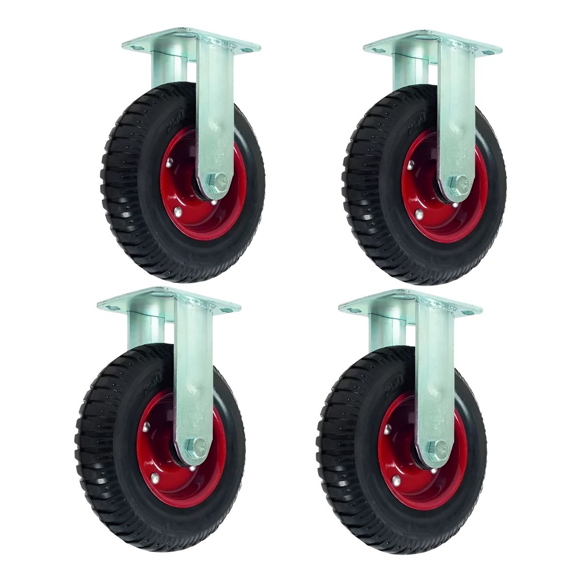 GENERICO - Ruedas Carro Macizas Industrial Base 8 Pulgadas Recto Ruedas Rojo - 329012