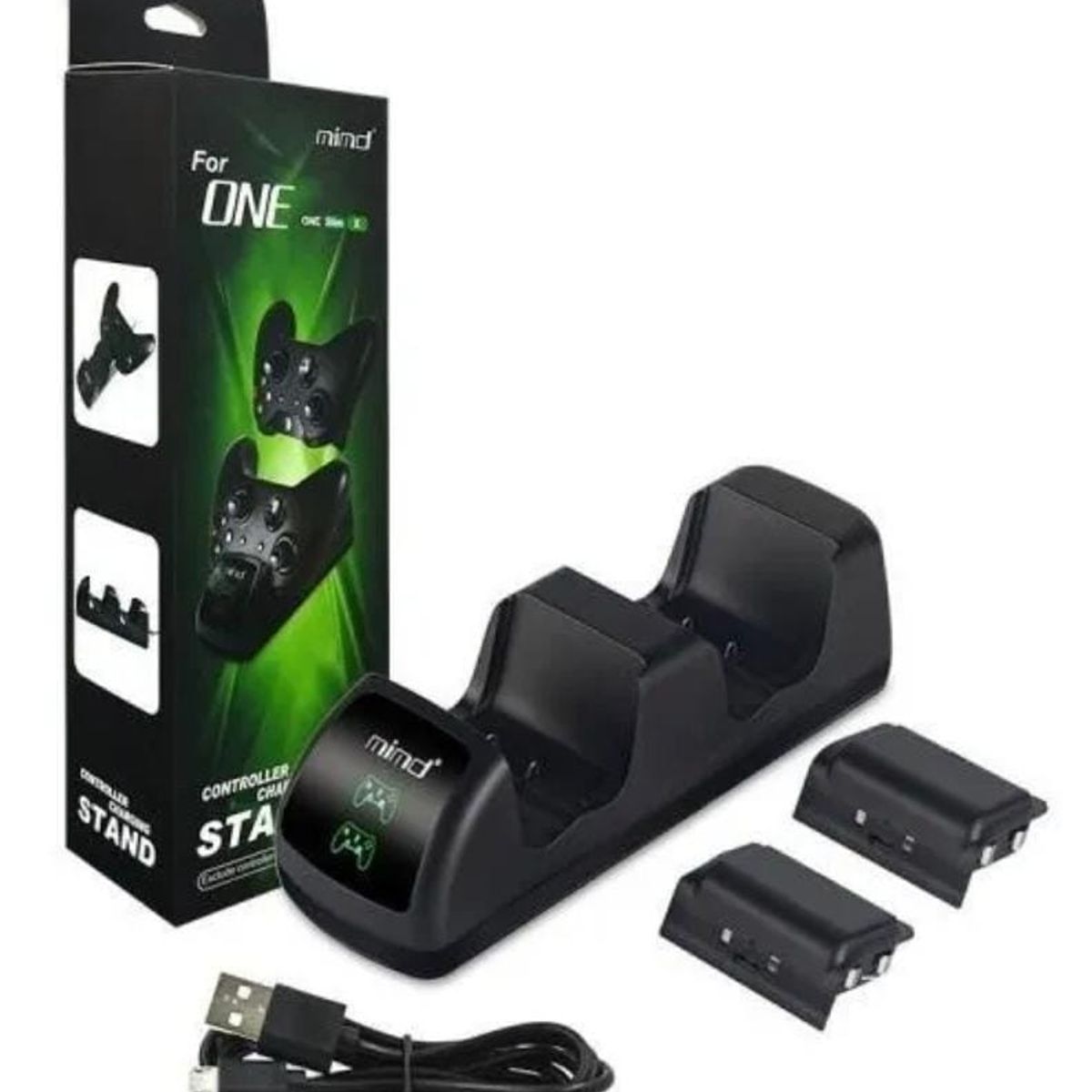 GENERICO - Base Cargadora Joystick Xbox One + 2 Baterías Slim X