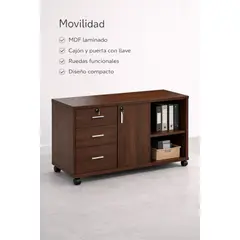 SPACE HOME - Archivador Oficina Caoba 100 cm MDF con Cerradura
