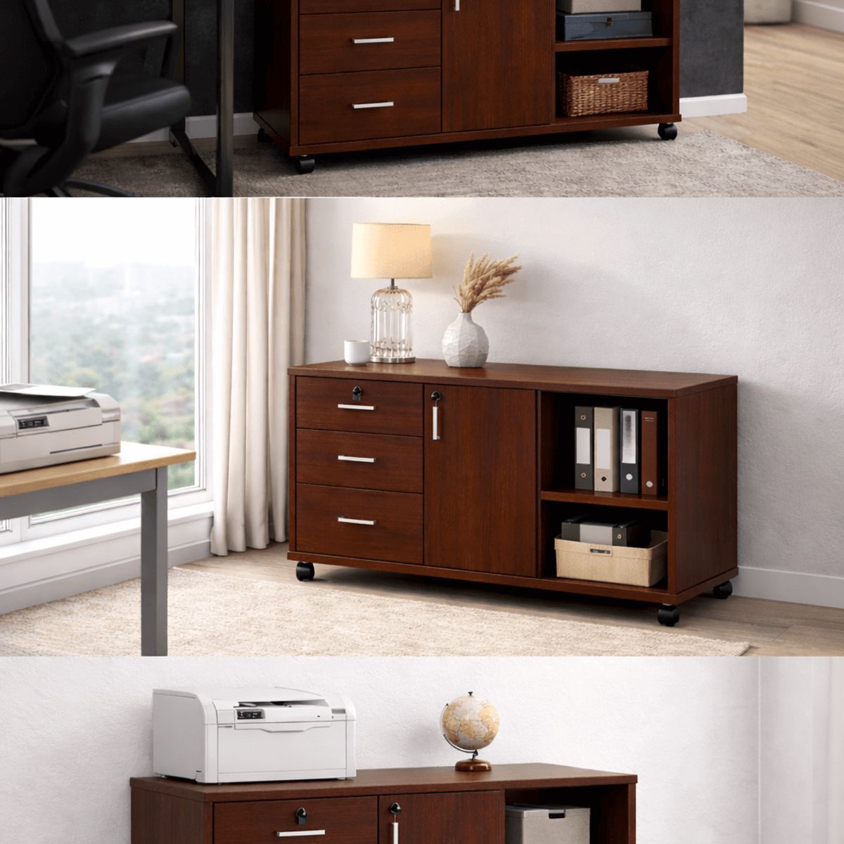 SPACE HOME - Gabinete Organizador Oficina 100 cm con Seguridad