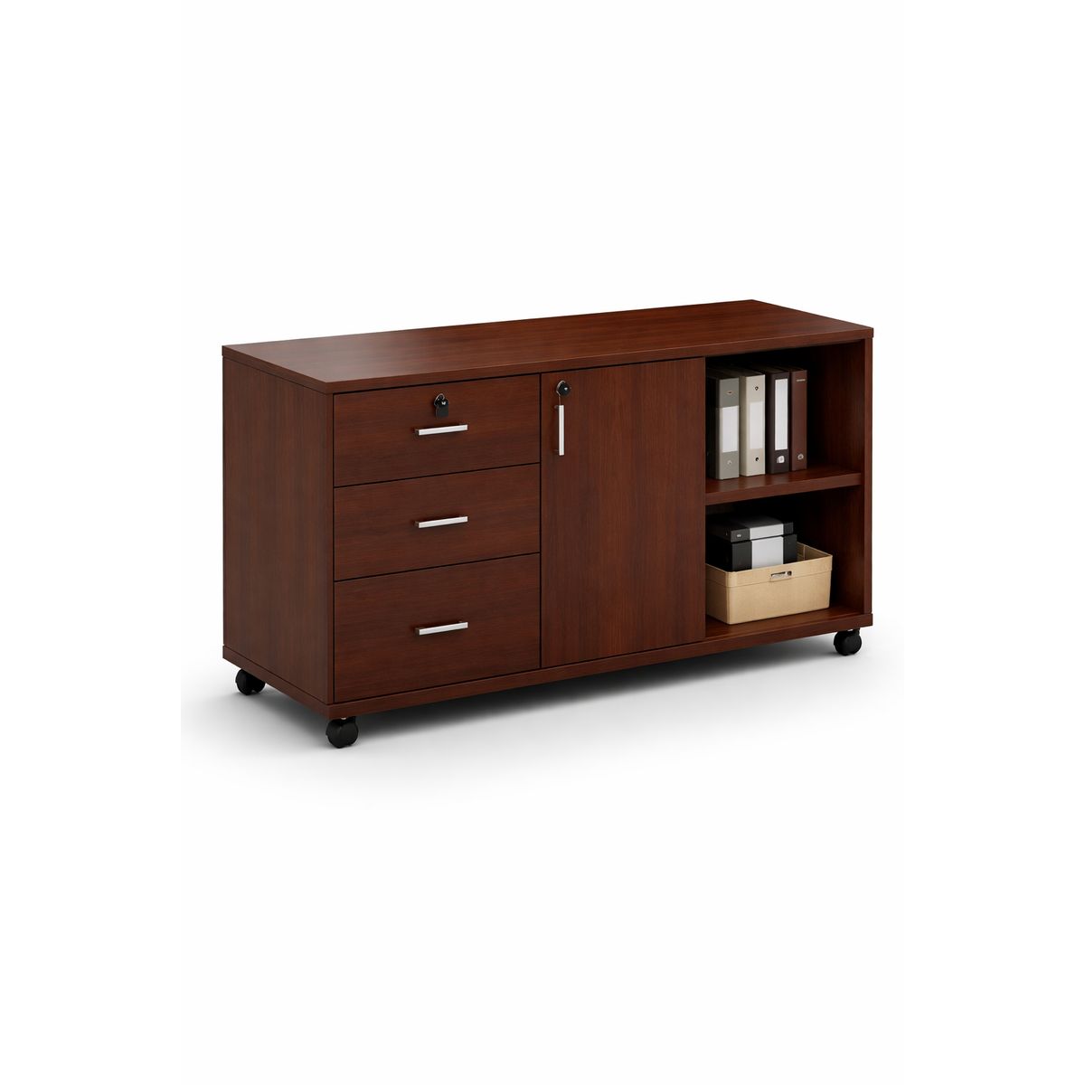 SPACE HOME - Mueble Oficina Caoba 100x34x59 cm 3 Cajones + Puerta