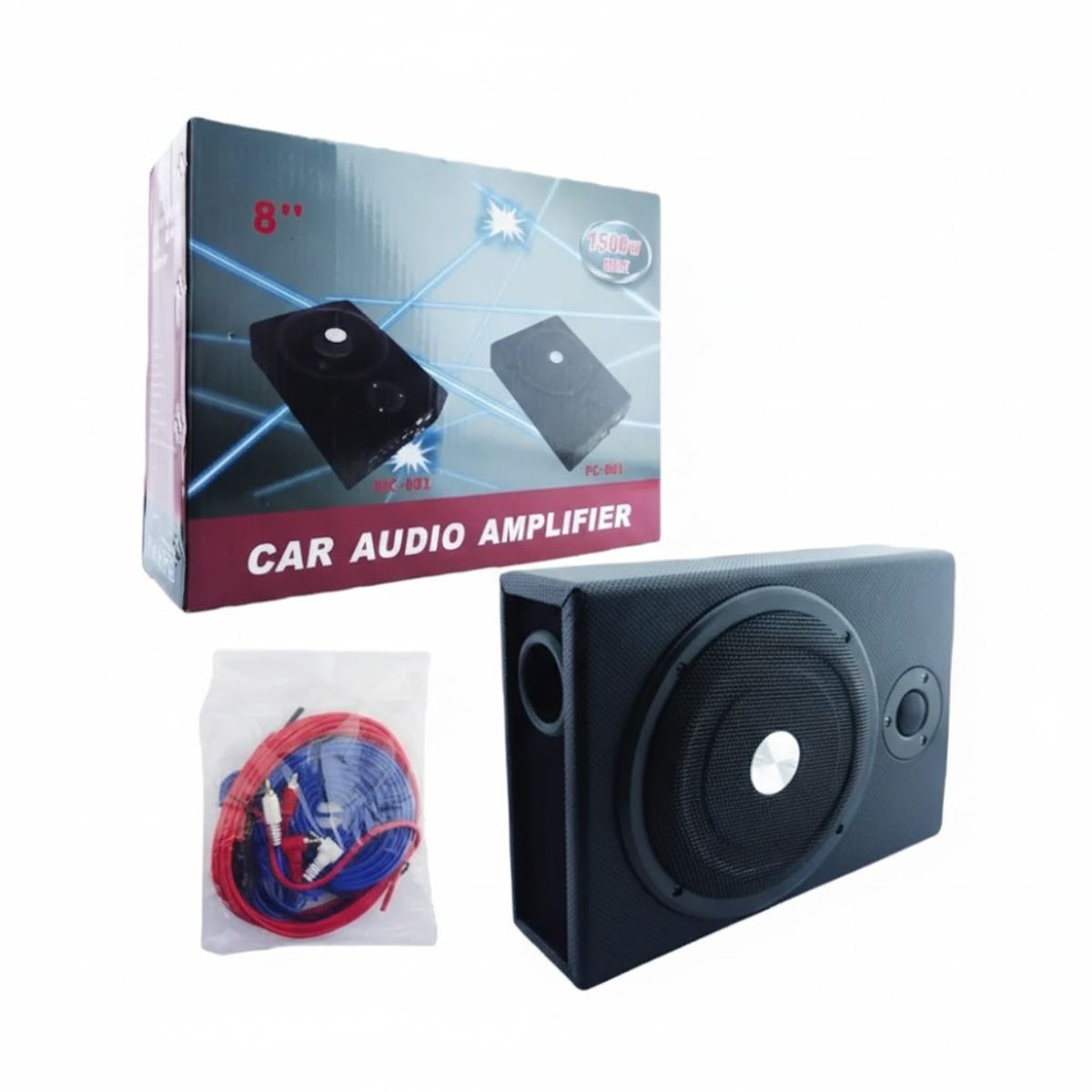 GENERICO - Subwoofer Amplificado Para Auto 1500 Watt 8 Pulgadas Negro