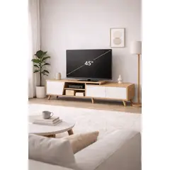 SPACE HOME - Rack TV Extensible Madera Clara 200x30x43 cm Nórdico