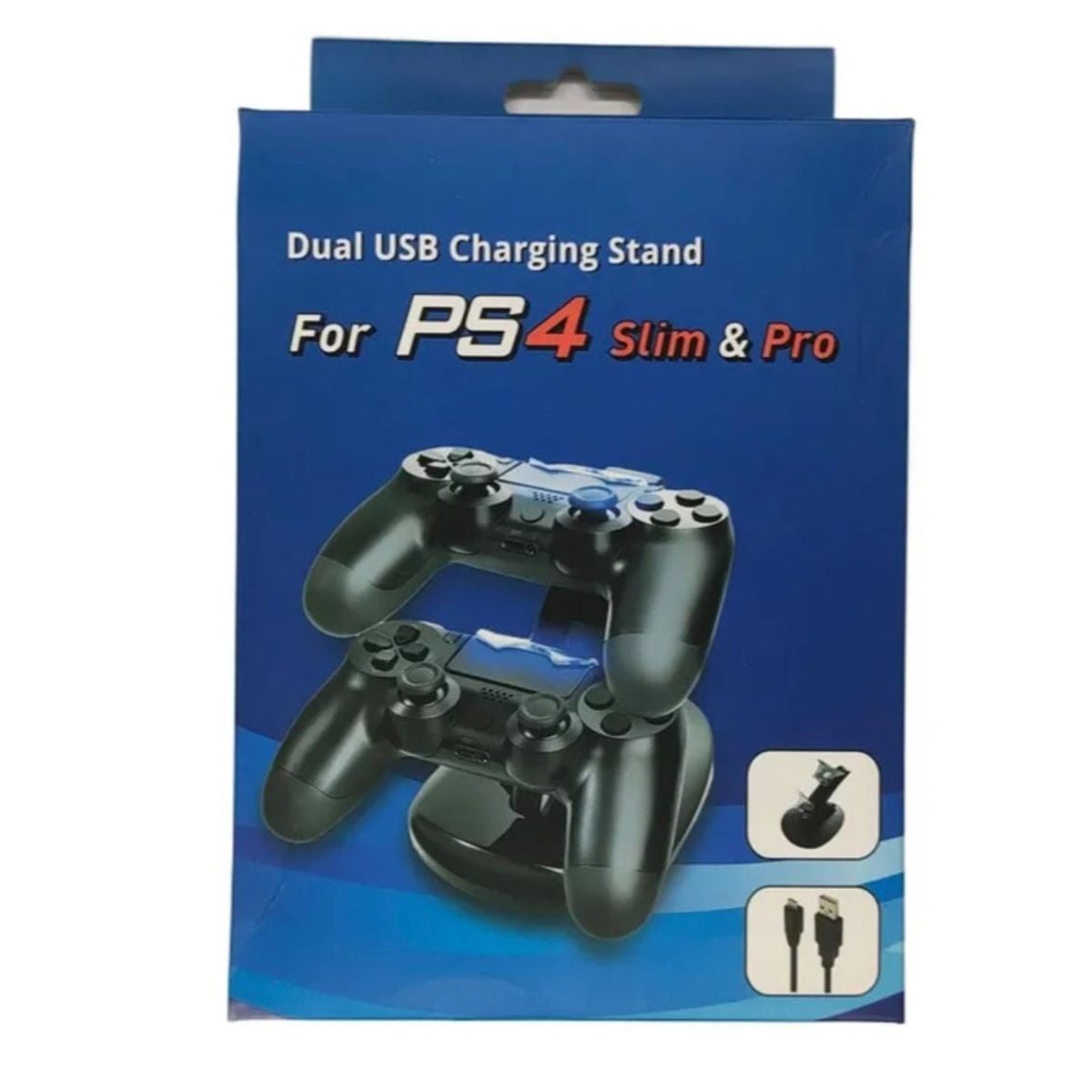 GENERICO - Base Dual Cargador Vertical Joystick Para Ps4 + Cable Usb