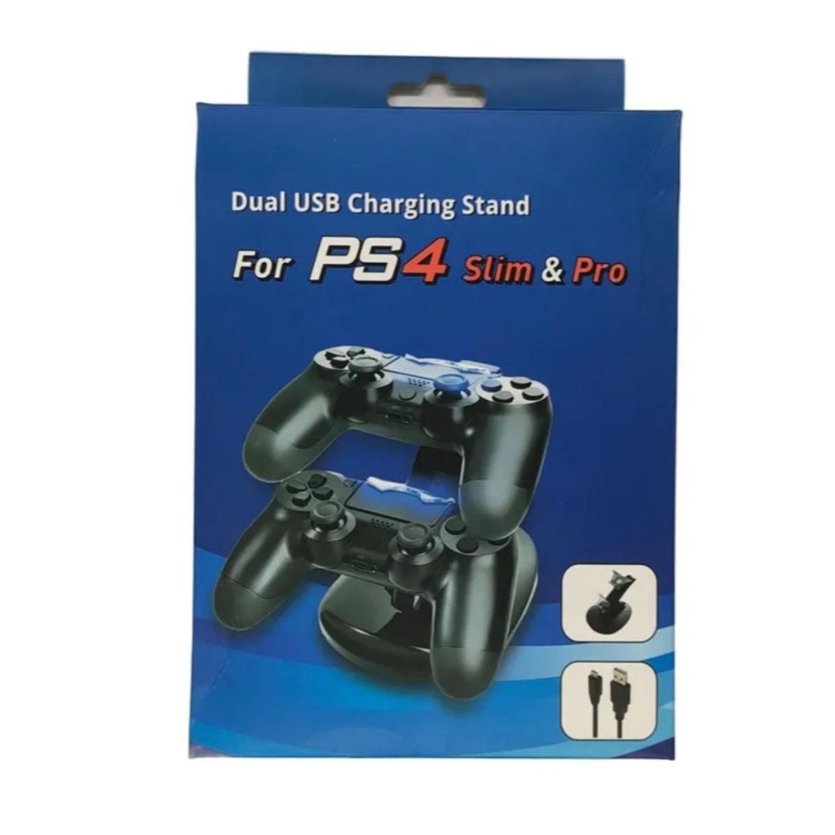 GENERICO - Base Dual Cargador Vertical Joystick Para Ps4 + Cable Usb