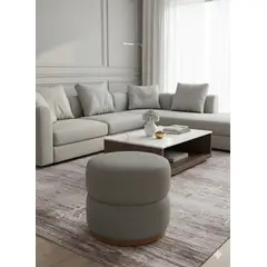 MUEBLES NEW - PUFF GIRATORIO GRIS LINO